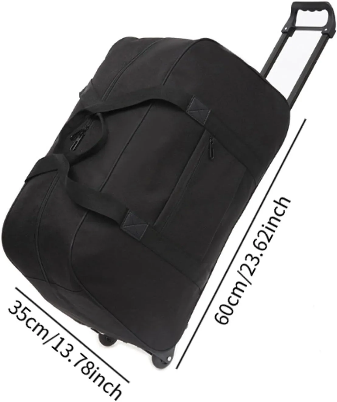 Rolling Duffel Trolley Bag for Men And Women, Versatile Handbag for Travel And Sports, black