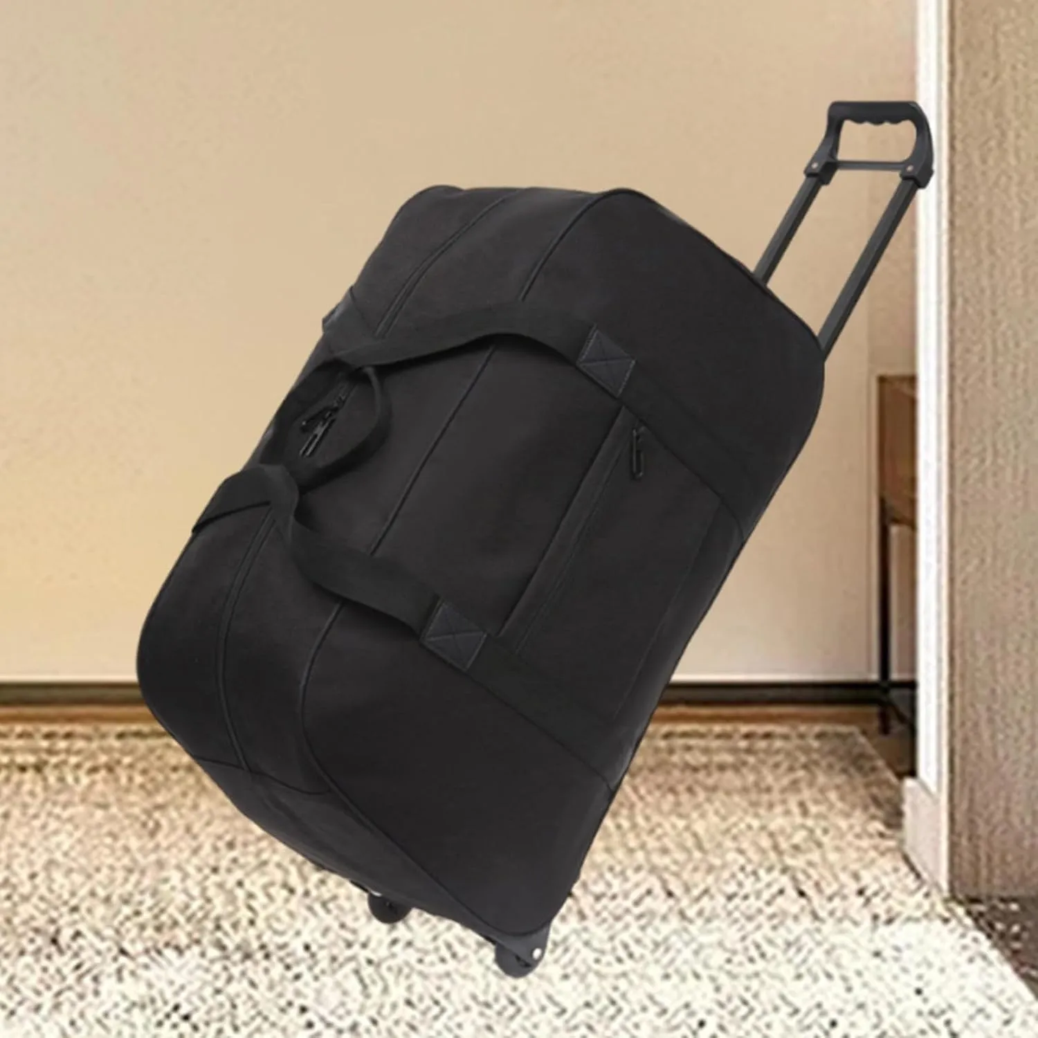 Rolling Duffel Trolley Bag for Men And Women, Versatile Handbag for Travel And Sports, black