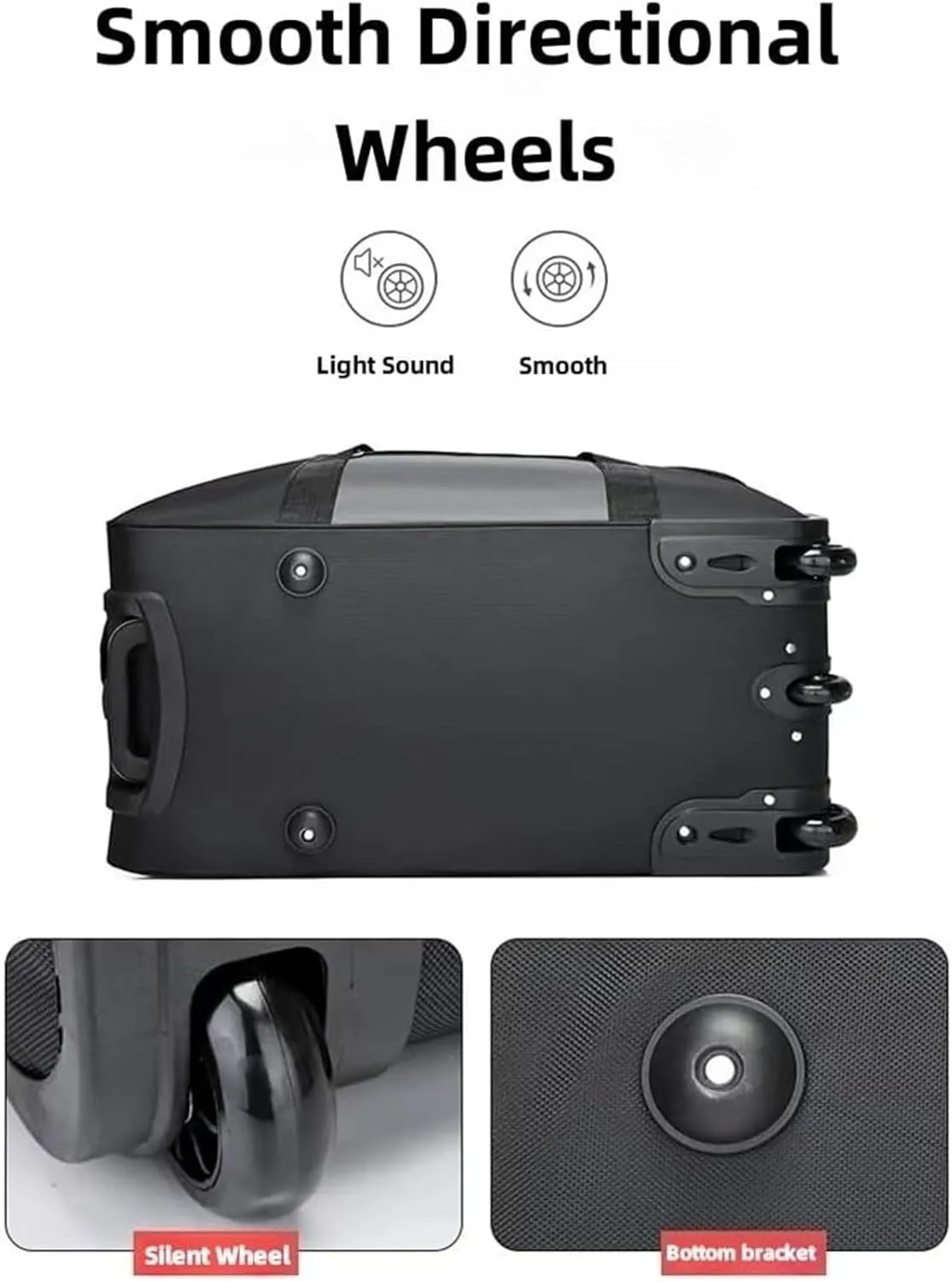 Rolling Duffle Bag With Wheels, Large Travel Bag，Weekender Overnight Bag For Travel, Business Trips(Black,Small)