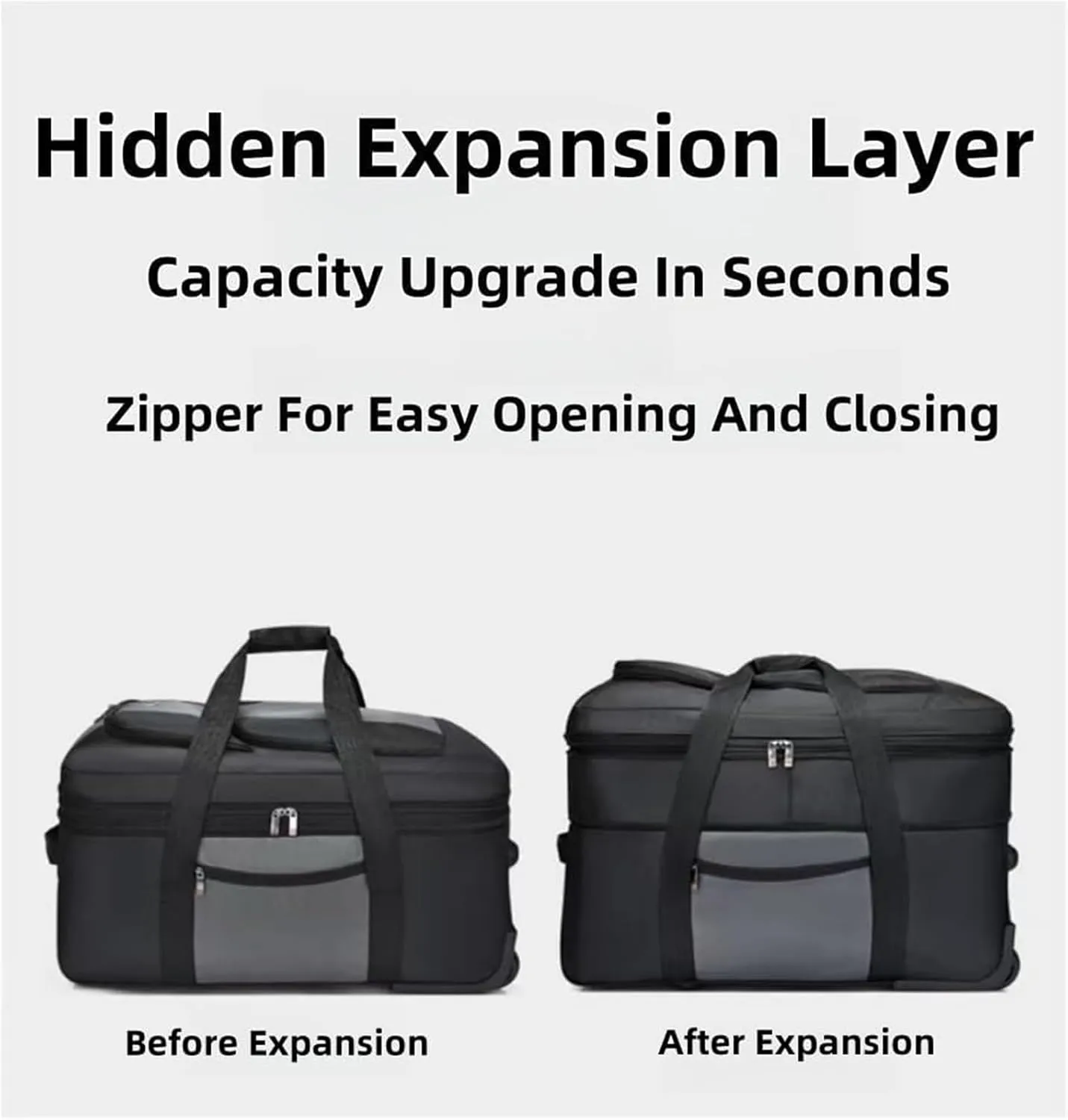 Rolling Duffle Bag With Wheels, Large Travel Bag，Weekender Overnight Bag For Travel, Business Trips(Gray,Small)