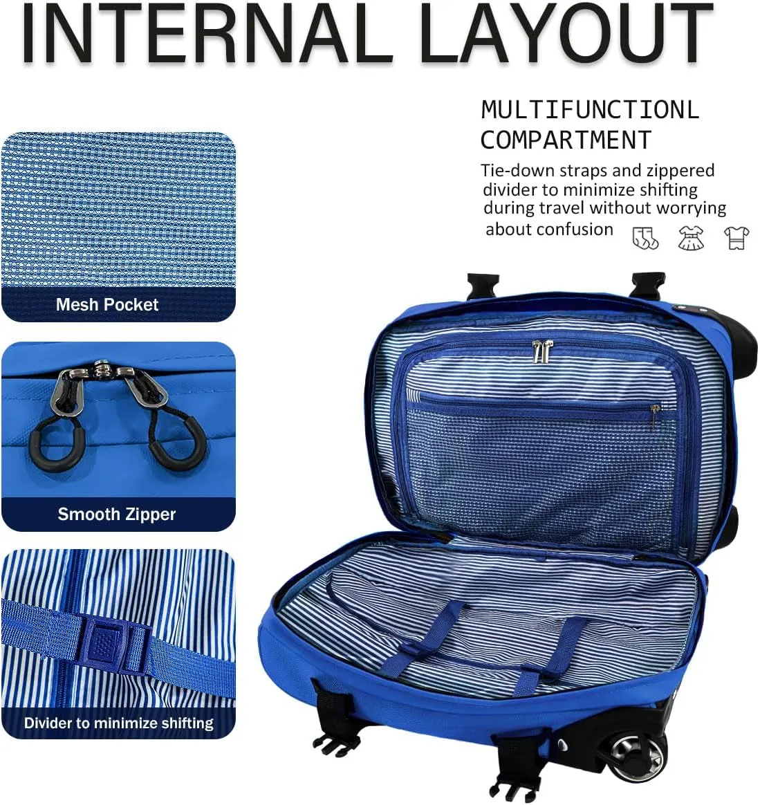 Rolling Duffle Bag with Wheels,3 In 1 Waterproof Travel Duffel Luggage with Rollers,Blue