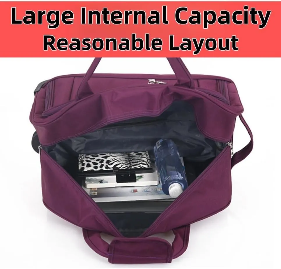 Rolling Wheeled Duffle Bag Spinner Suitcase Travel Bags Large Capacity, Waterproof Lightweight Traveling Oxford Suitcase for Men Women, for Travel Camping Storage