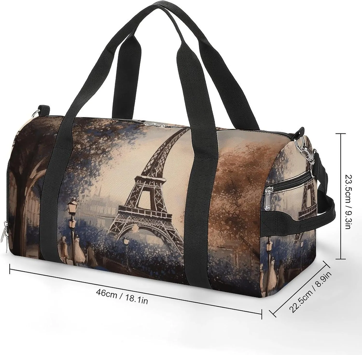 Romantic Paris Eiffel Tower Sports Gym Bag Carry on Holdalls for Men Small Duffel Bags for Women with Shoe Compartment