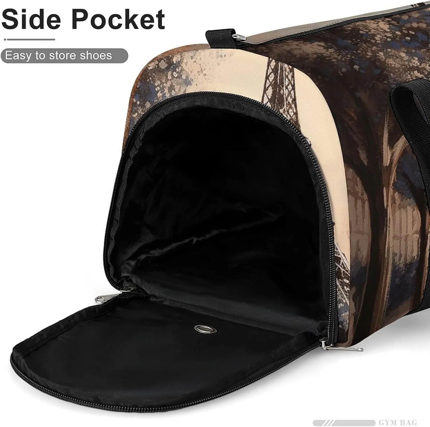 Romantic Paris Eiffel Tower Sports Gym Bag Carry on Holdalls for Men Small Duffel Bags for Women with Shoe Compartment