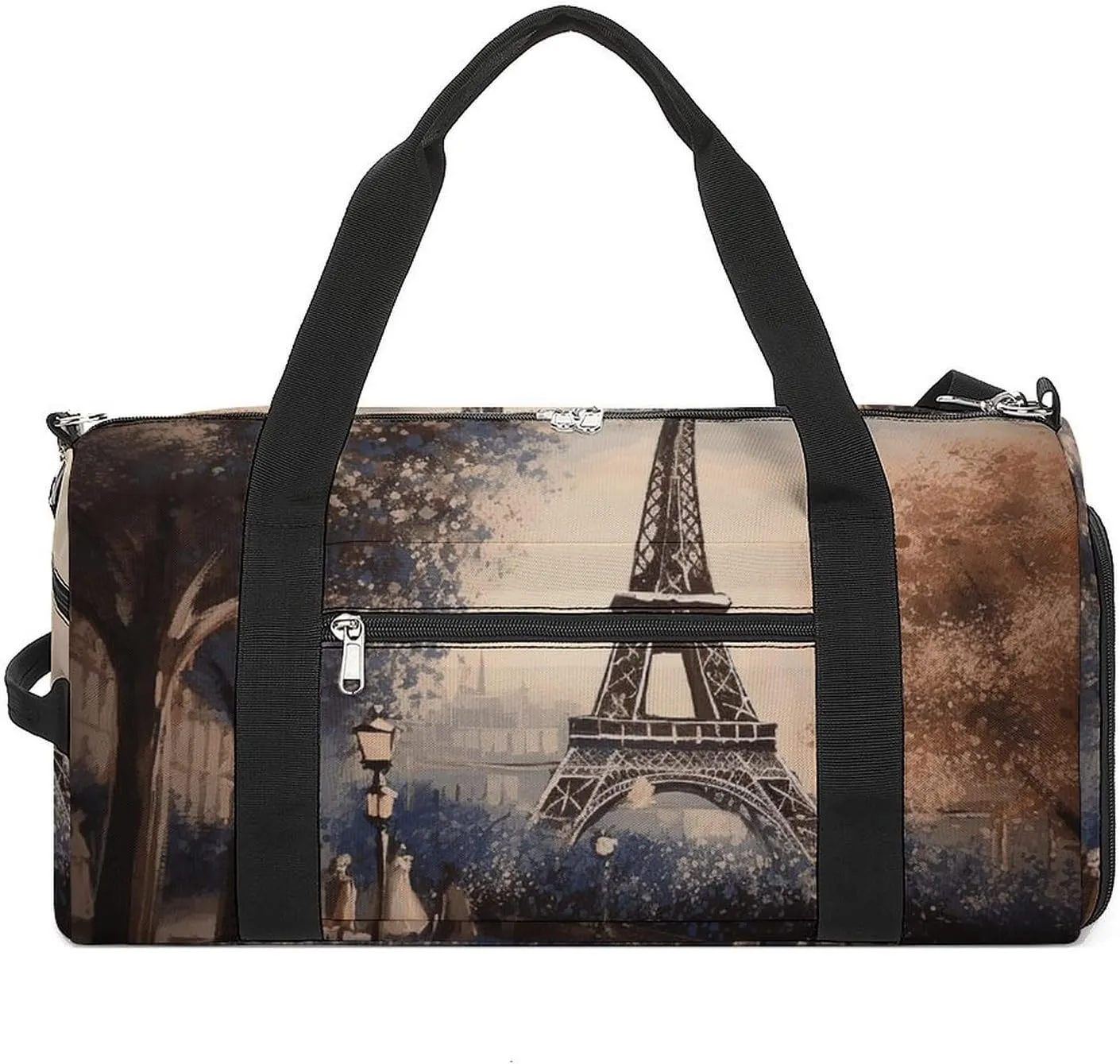 Romantic Paris Eiffel Tower Sports Gym Bag Carry on Holdalls for Men Small Duffel Bags for Women with Shoe Compartment