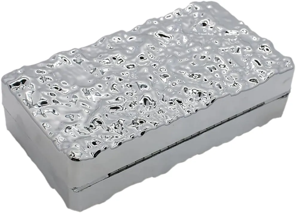 RomanticDesign Women Acrylic Box Clutch Purse Sparkly Silver Embossed Evening Handbag for Party Banquet Cocktail