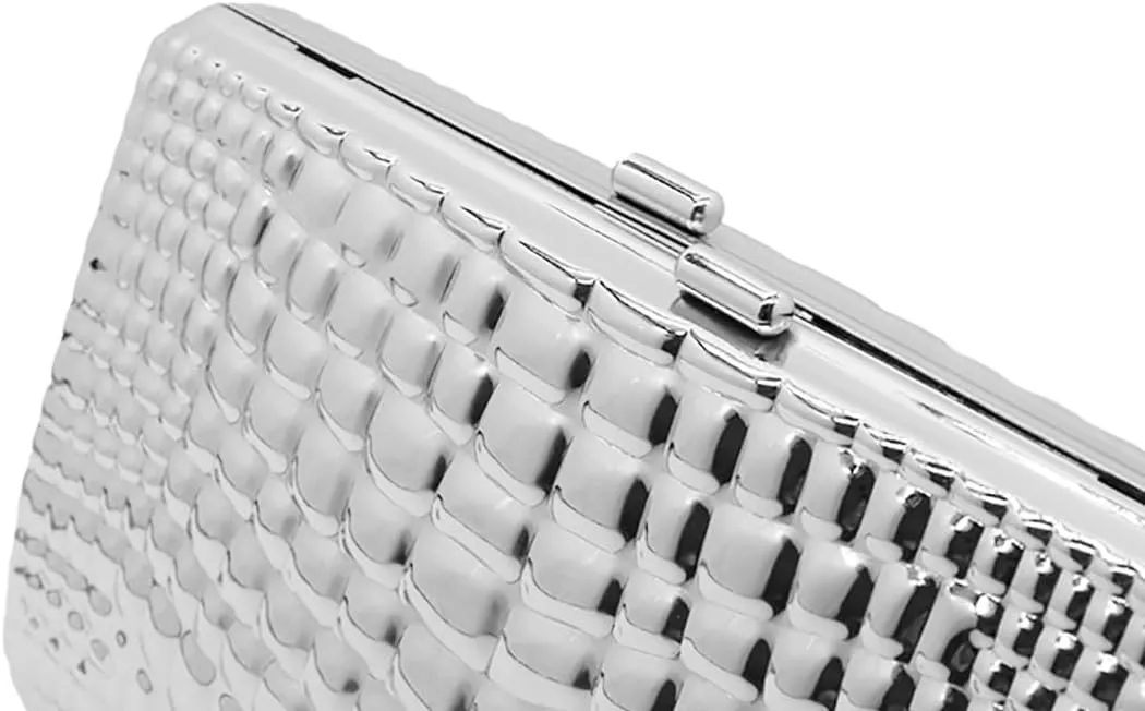 RomanticDesign Women Acrylic Box Clutch Purse Sparkly Silver Embossed Evening Handbag for Party Banquet Cocktail