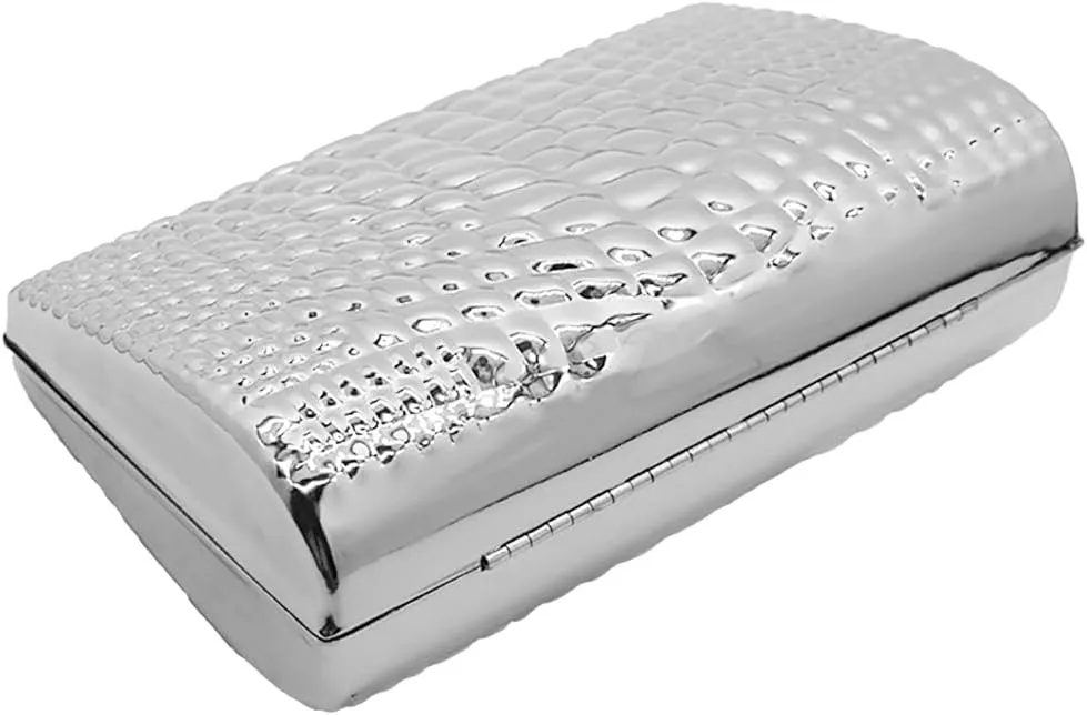 RomanticDesign Women Acrylic Box Clutch Purse Sparkly Silver Embossed Evening Handbag for Party Banquet Cocktail
