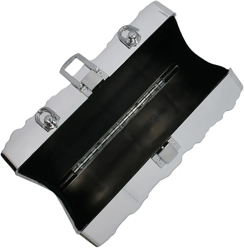 RomanticDesign Women Acrylic Box Clutch Purse Sparkly Silver Embossed Evening Handbag for Party Banquet Cocktail