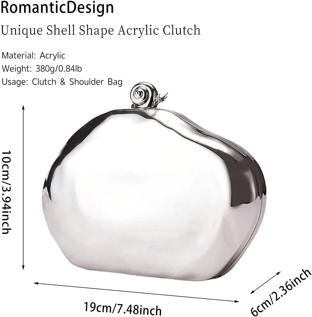 RomanticDesign Women Acrylic Box Clutch Purse Sparkly Silver Embossed Evening Handbag for Party Banquet Cocktail