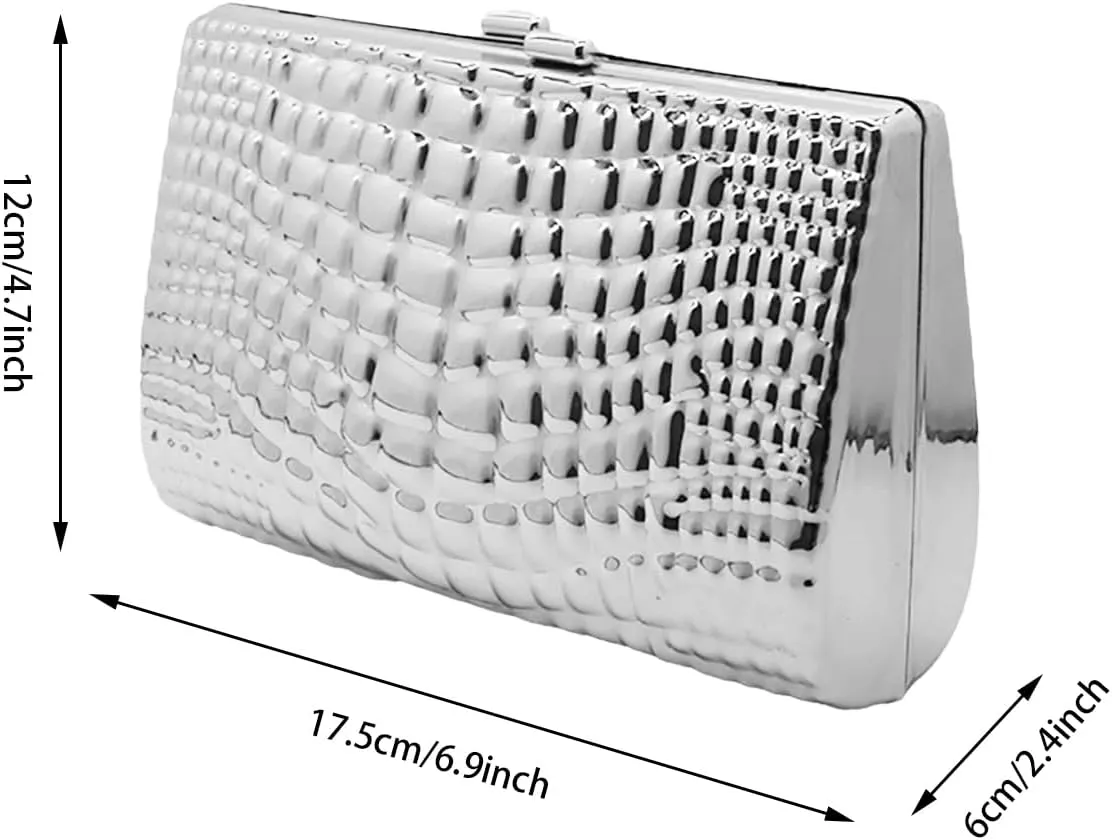 RomanticDesign Women Acrylic Box Clutch Purse Sparkly Silver Embossed Evening Handbag for Party Banquet Cocktail