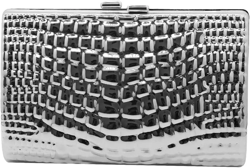 RomanticDesign Women Acrylic Box Clutch Purse Sparkly Silver Embossed Evening Handbag for Party Banquet Cocktail