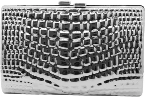 RomanticDesign Women Acrylic Box Clutch Purse Sparkly Silver Embossed Evening Handbag for Party Banquet Cocktail