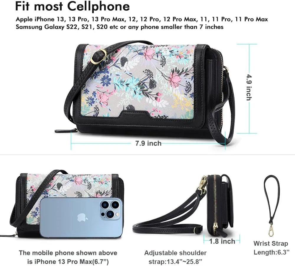 RONSIN Crossbody Bag for Women Wristlet Wallets with RFID Card Small Clutch Purses for Party Prom