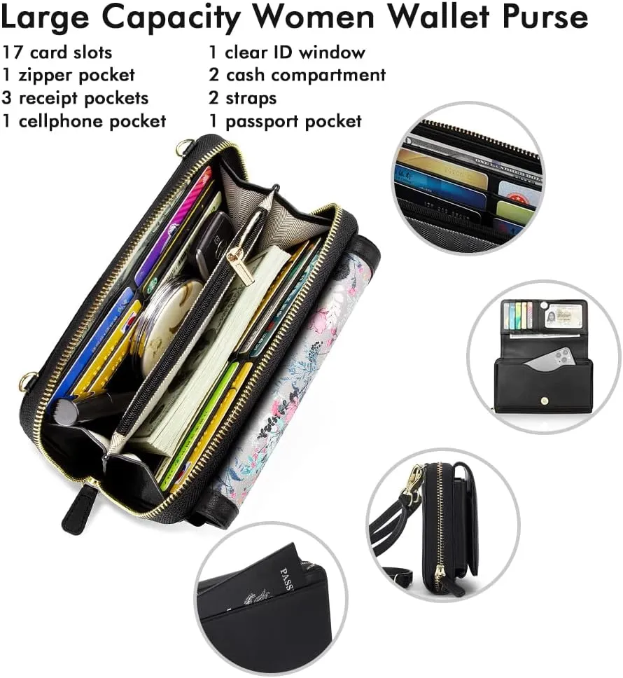 RONSIN Crossbody Bag for Women Wristlet Wallets with RFID Card Small Clutch Purses for Party Prom