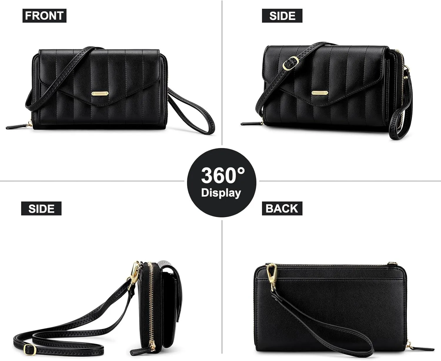 RONSIN Crossbody Bag for Women Wristlet Wallets with RFID Card Small Clutch Purses for Party Prom