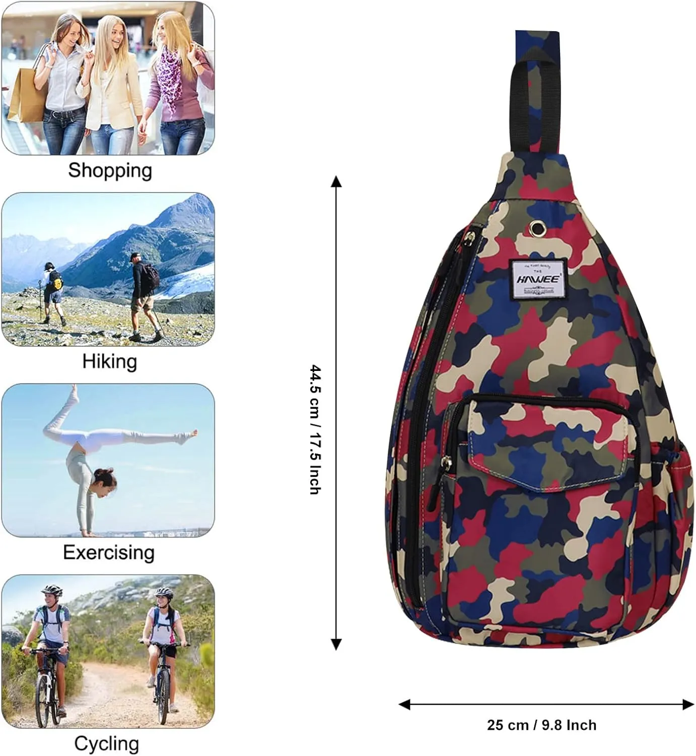 Rope Sling Bag for Women Men Casual Cross Body Daypack Backpack Adjustable Strap Water Repellent for Travel/Sport