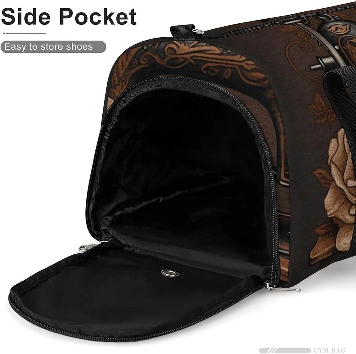 Rose And Sewing Machine Sports Gym Bag Carry on Holdalls for Men Small Duffel Bags for Women with Shoe Compartment