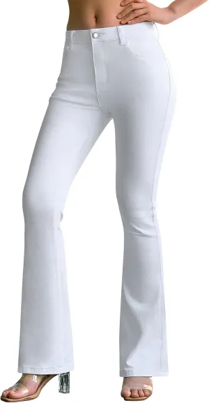 roswear Women's Trendy Stretchy Flare Jeans Mid Rise Bootcut Curvy Denim Pants