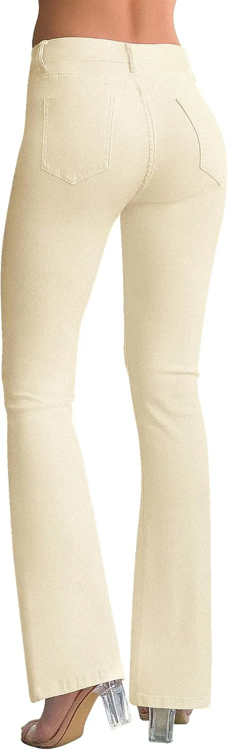 roswear Women's Trendy Stretchy Flare Jeans Mid Rise Bootcut Curvy Denim Pants