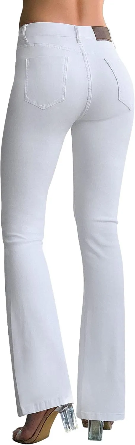 roswear Women's Trendy Stretchy Flare Jeans Mid Rise Bootcut Curvy Denim Pants