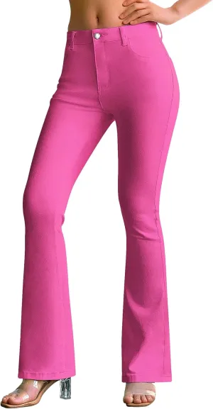 roswear Women's Trendy Stretchy Flare Jeans Mid Rise Bootcut Curvy Denim Pants