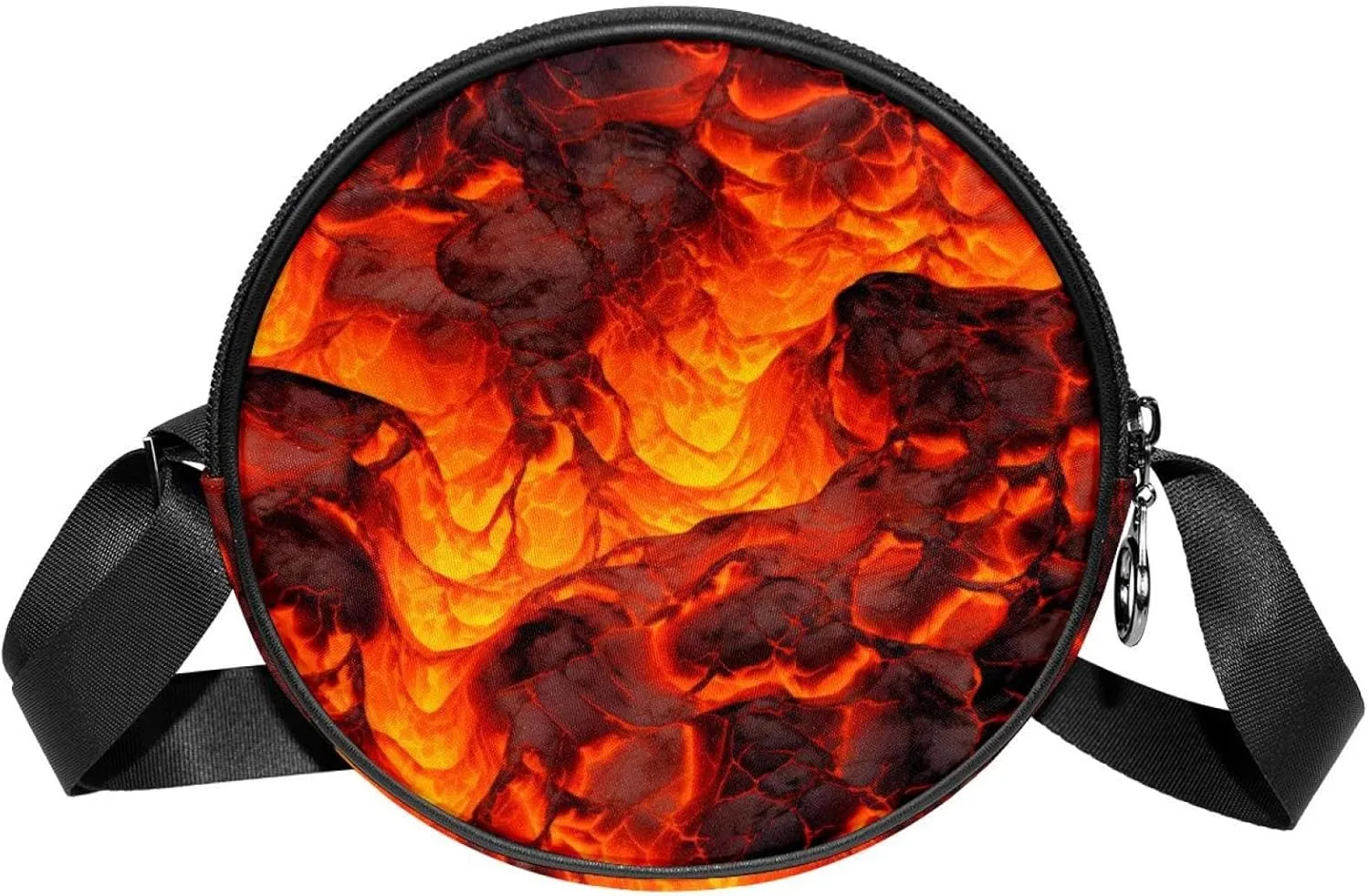 Round Crossbody Bag for Traveling, Small Purses for Women, Cartoon Volcano Abstract