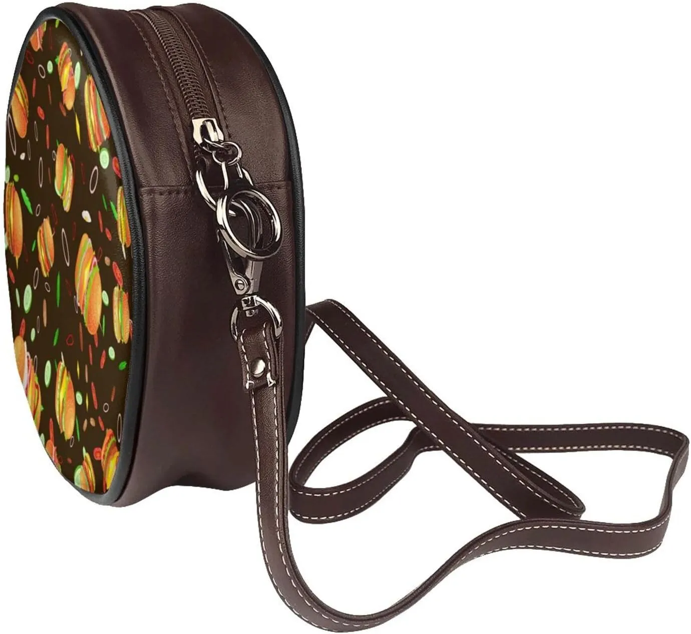 Round Crossbody Bag for Women, PU Leather Shoulder Bag with Strap