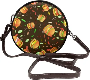 Round Crossbody Bag for Women, PU Leather Shoulder Bag with Strap
