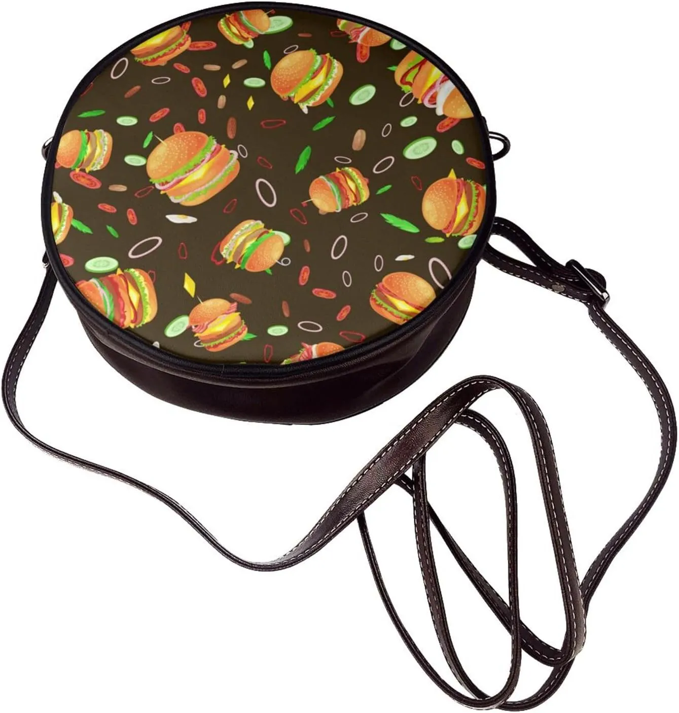 Round Crossbody Bag for Women, PU Leather Shoulder Bag with Strap