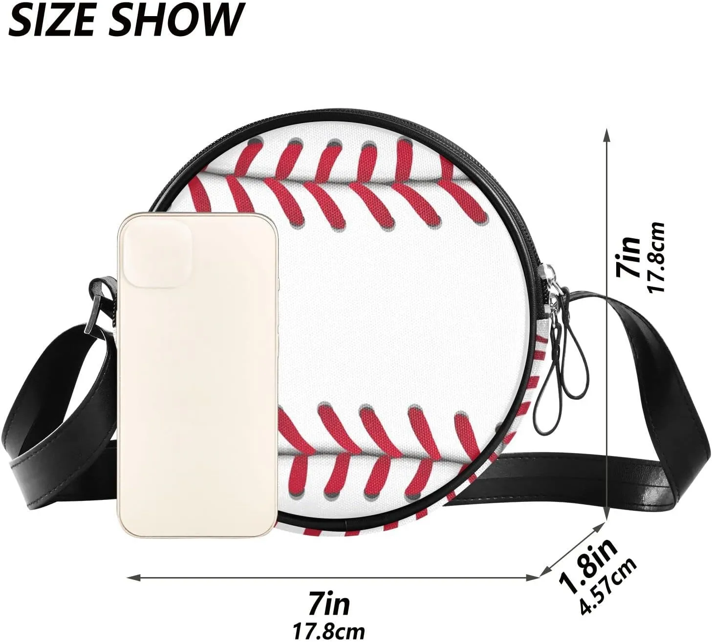 Round Crossbody Bag Small Circle Purse Zip Handbag for Women