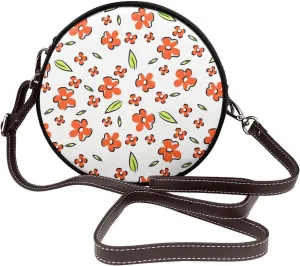 Round Crossbody Bag Small Circle Purse Zip Handbag for Women