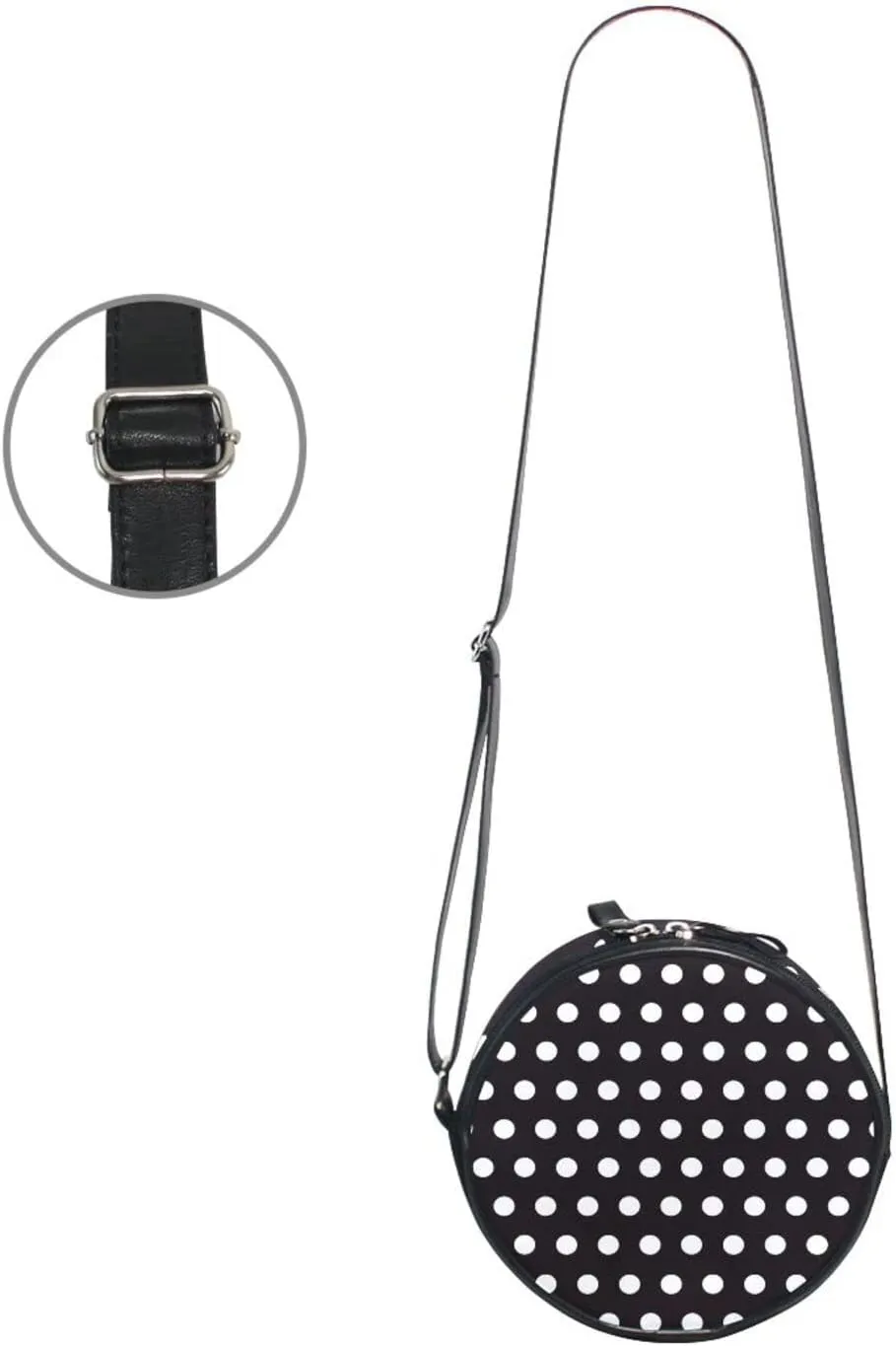 Round Crossbody Bag Small Circle Purse Zip Handbag for Women