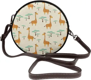 Round Crossbody Bag Small Circle Purse Zip Handbag for Women