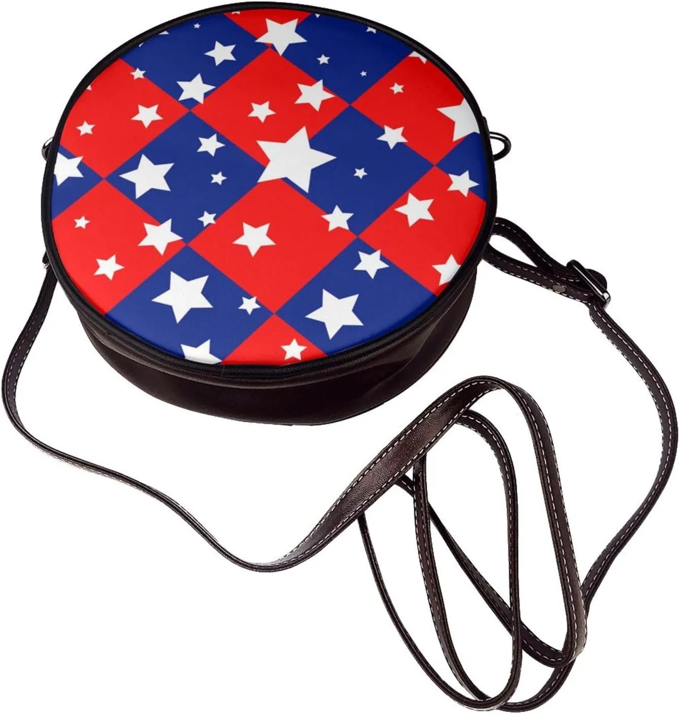 Round Crossbody Bags for Women and Purses, PU Leather Handbag Wristlet Circle Bag