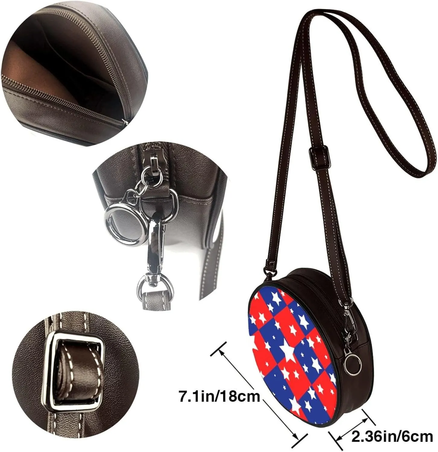 Round Crossbody Bags for Women and Purses, PU Leather Handbag Wristlet Circle Bag