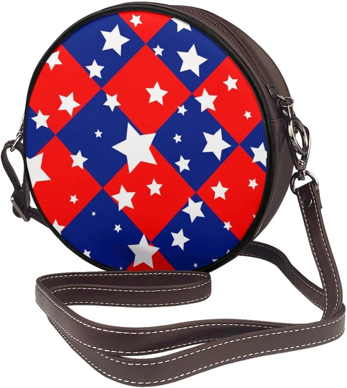 Round Crossbody Bags for Women and Purses, PU Leather Handbag Wristlet Circle Bag