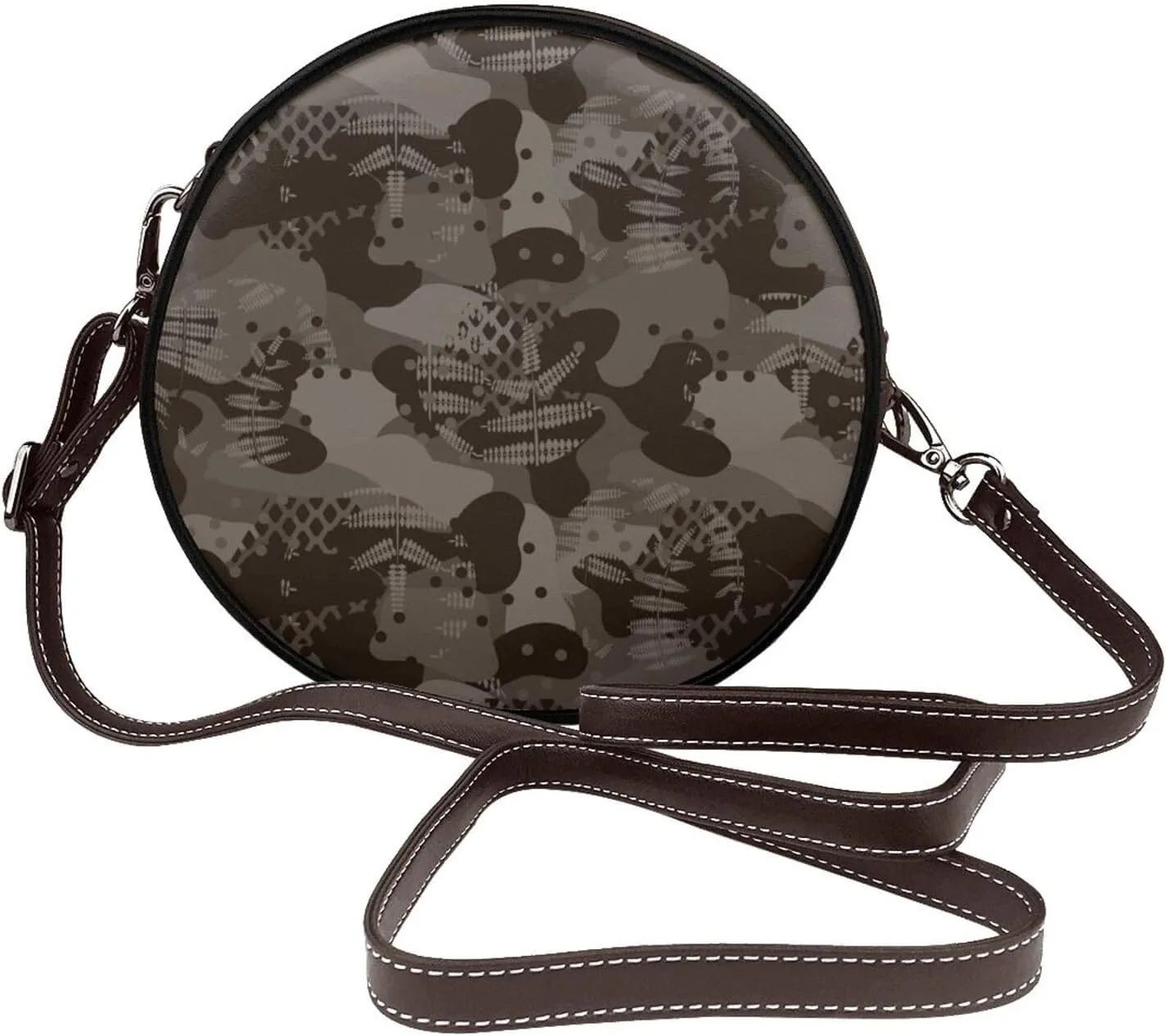 Round Crossbody Bags for Women and Purses, PU Leather Handbag Wristlet Circle Bag