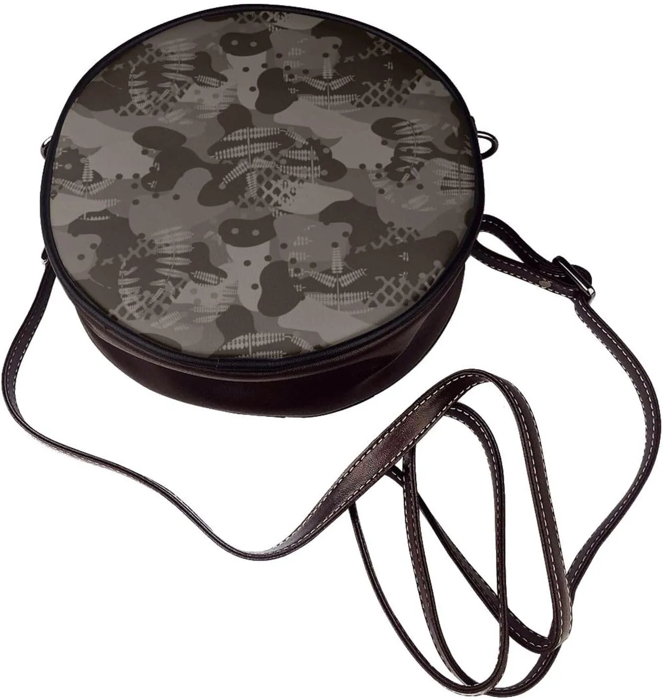 Round Crossbody Bags for Women and Purses, PU Leather Handbag Wristlet Circle Bag
