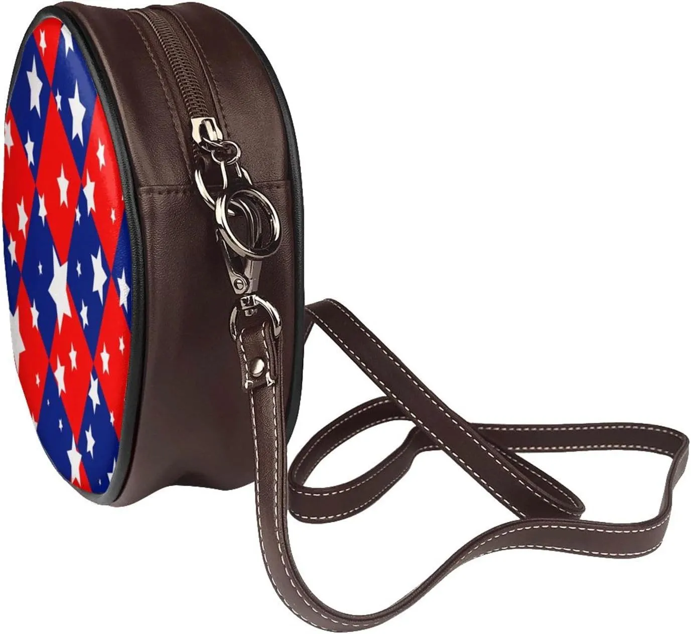 Round Crossbody Bags for Women and Purses, PU Leather Handbag Wristlet Circle Bag