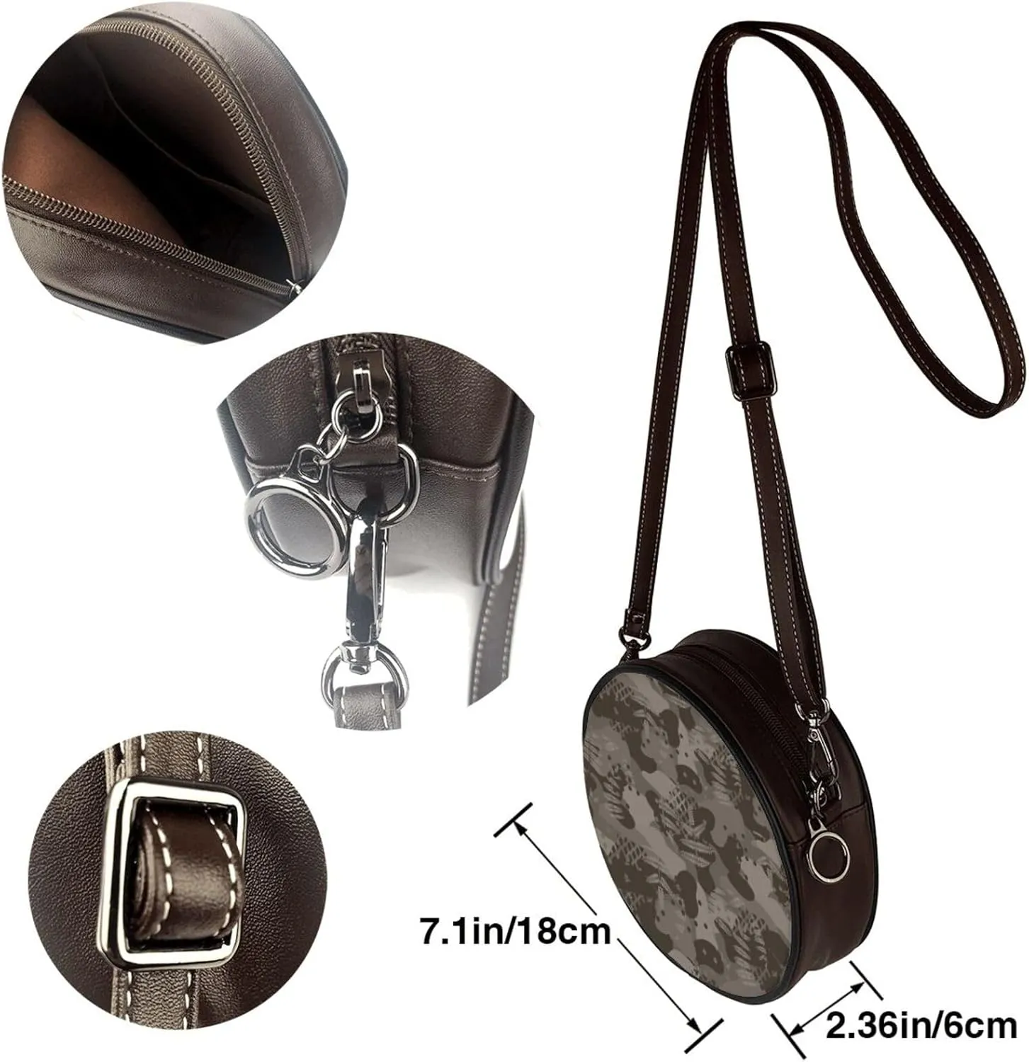 Round Crossbody Bags for Women and Purses, PU Leather Handbag Wristlet Circle Bag