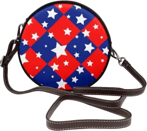 Round Crossbody Bags for Women and Purses, PU Leather Handbag Wristlet Circle Bag