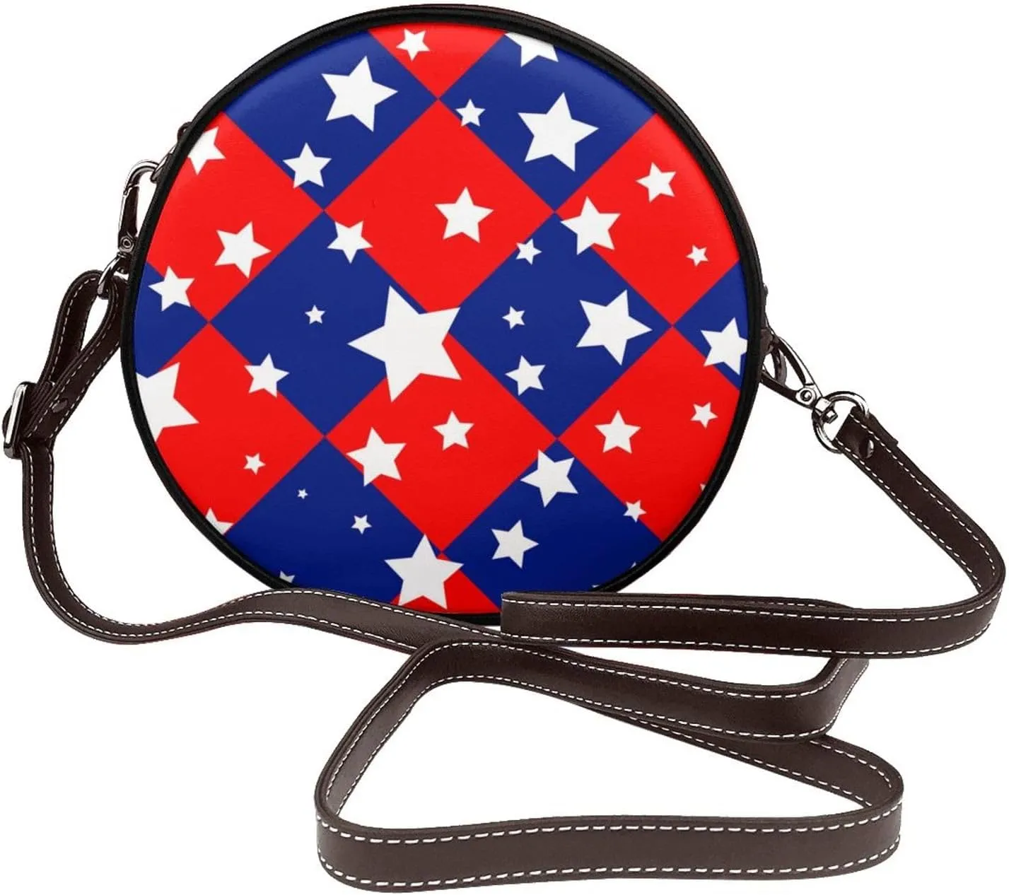 Round Crossbody Bags for Women and Purses, PU Leather Handbag Wristlet Circle Bag
