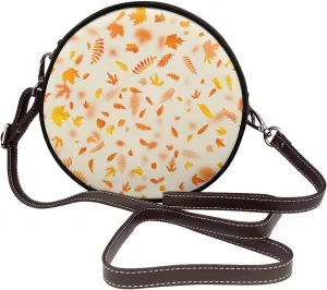 Round Crossbody Bags for Women, Faux Leather Circle Purse Zipper Small Shoulder Bag with Adjustable Straps