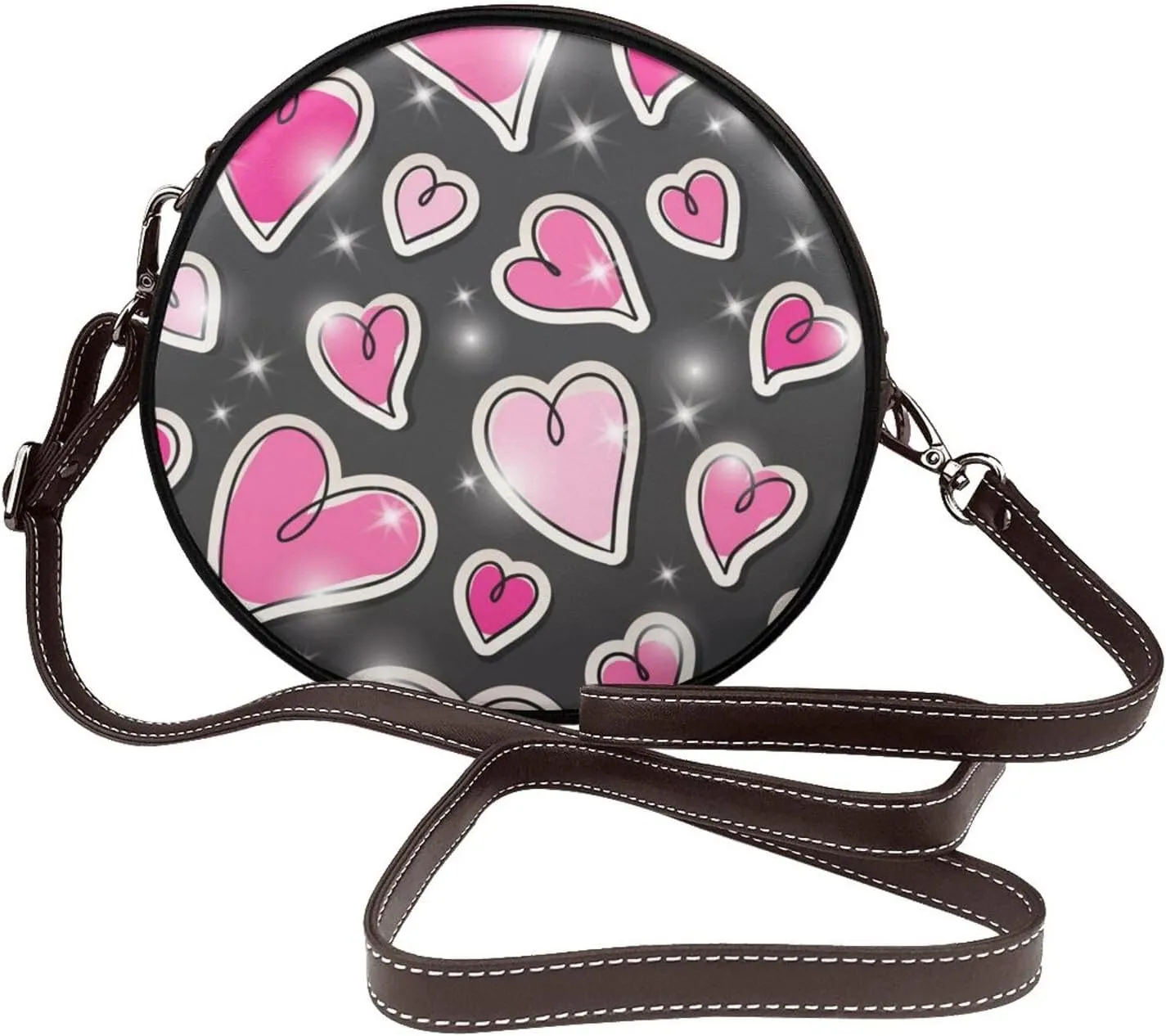 Round Crossbody Shoulder Bag Circle Purse Handbags for Women Small Fashion Clutch Evening Wallet