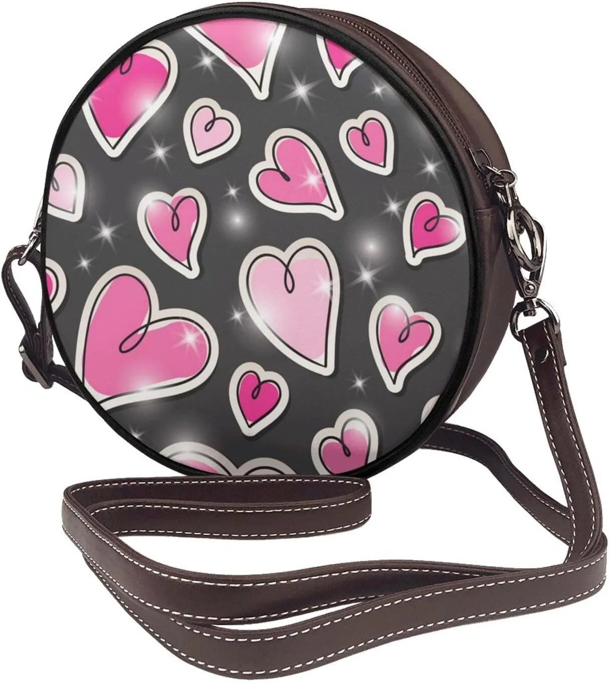 Round Crossbody Shoulder Bag Circle Purse Handbags for Women Small Fashion Clutch Evening Wallet