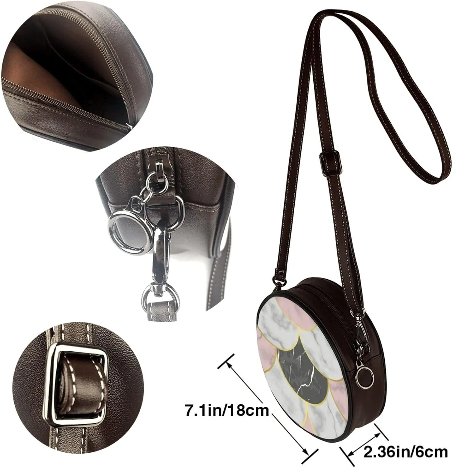 Round Crossbody Shoulder Bag Circle Purse Handbags for Women Small Fashion Clutch Evening Wallet
