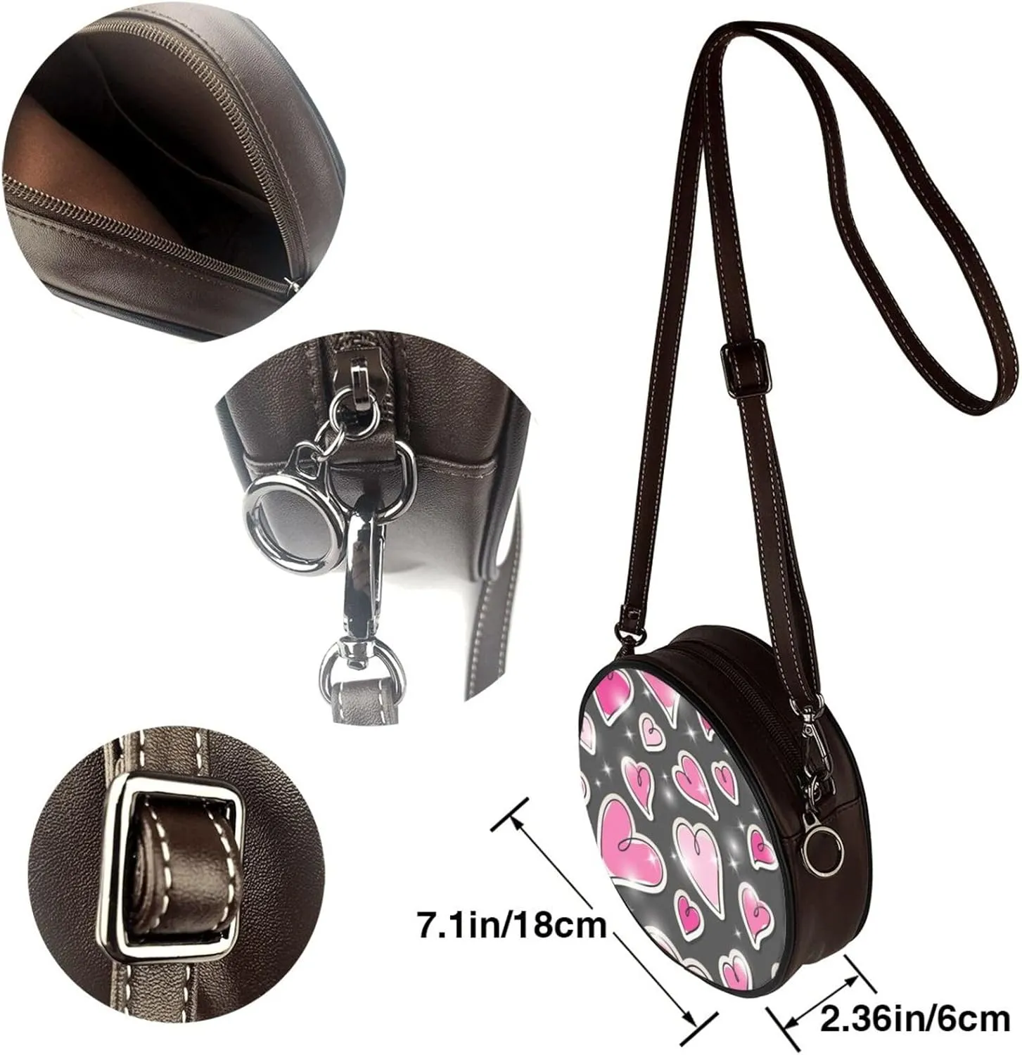 Round Crossbody Shoulder Bag Circle Purse Handbags for Women Small Fashion Clutch Evening Wallet