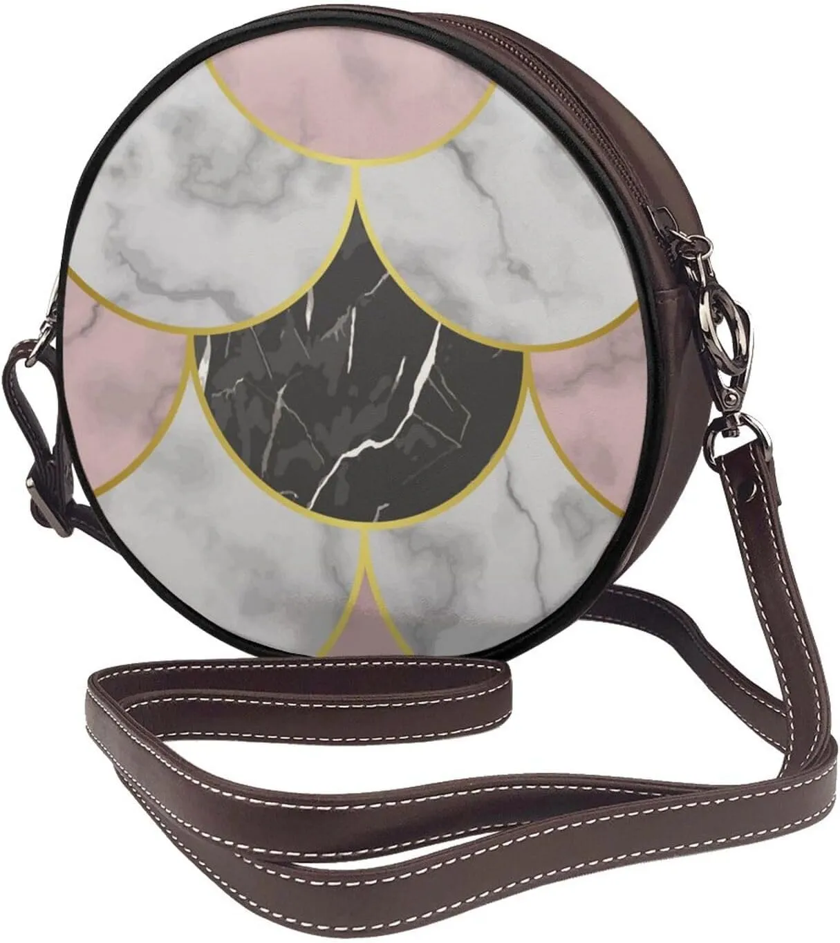 Round Crossbody Shoulder Bag Circle Purse Handbags for Women Small Fashion Clutch Evening Wallet