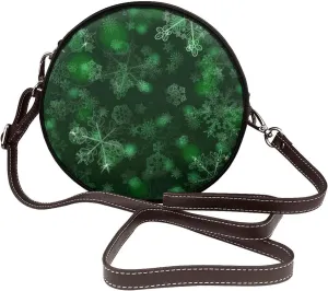 Round PU Leather Crossbody Satchel Bag Vintage Purses Handbags for Women Ladies